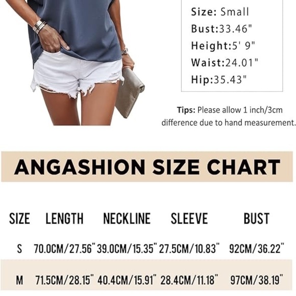 Bundle of 2 Angashion Womens Tops, Short Sleeve Casual Summer Tie Back - Picture 5 of 9